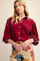 Emory Velvet Top in Wine