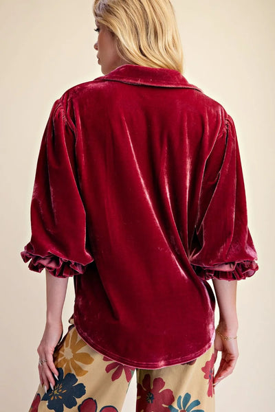 Emory Velvet Top in Wine