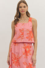 Entro Botanical print sleeveless square neck top