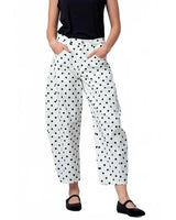 Urban Daizy Women's White Polka Dot Cotton Barrel Leg Jeans