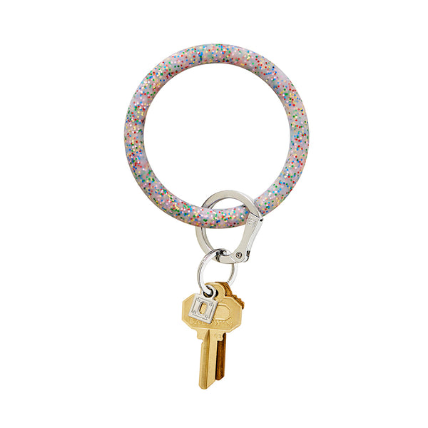 Big O Silicone Key Ring: Rainbow Confetti