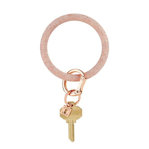 Big O Silicone Key Ring: Rose Gold Confetti