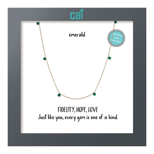 Gemstone Mini Dangle Necklace Emerald