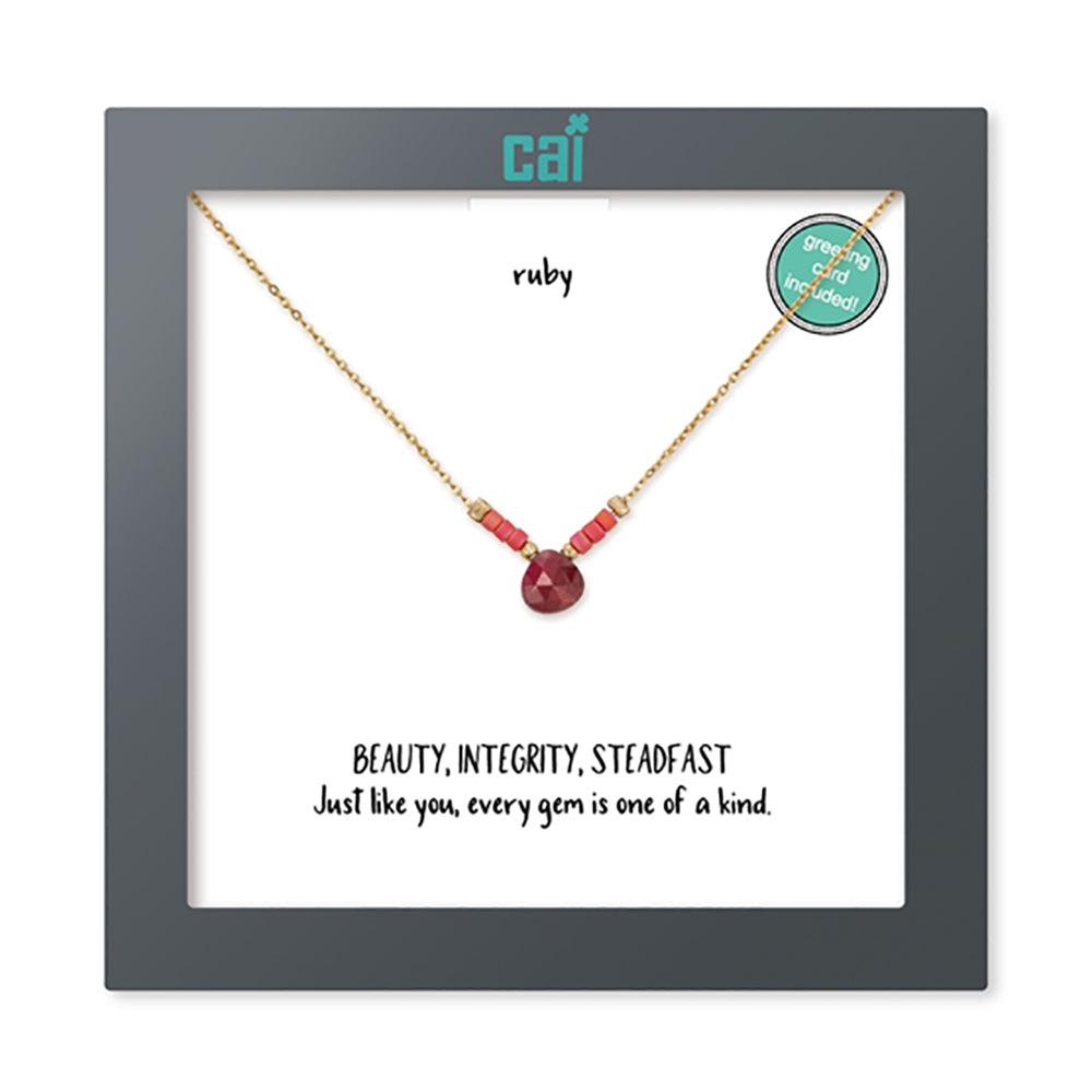 Gemstone Classic Dangle Necklace Ruby