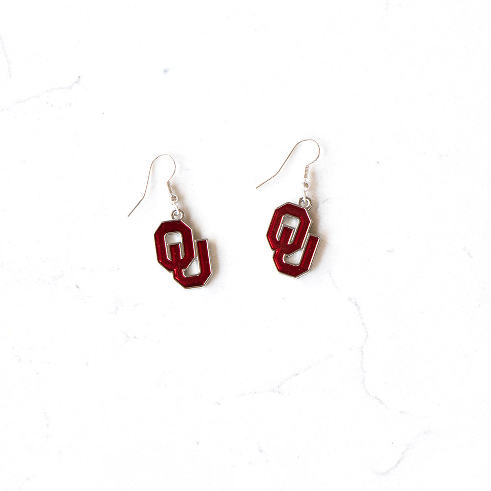 Crimson OU Enamel Earrings