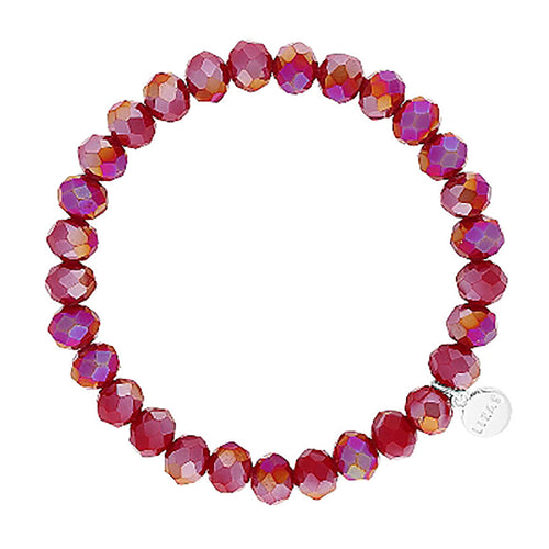 Lizas Clarksville 8mm Crystal Bracelet- Raspberry
