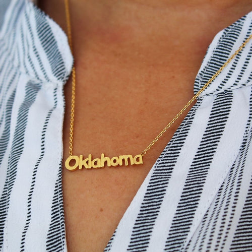 Script Oklahoma Necklace Gold